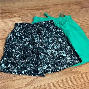 2 x Nike Kids' Black and Green Shorts Set